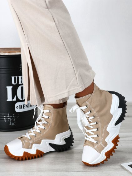 hnede damske tenisky na platforme UB08 khaki 3