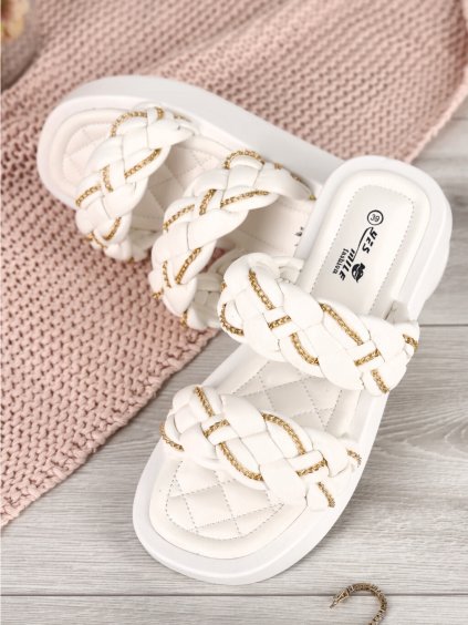 biele damske slapky na platforme SS 131 white 4