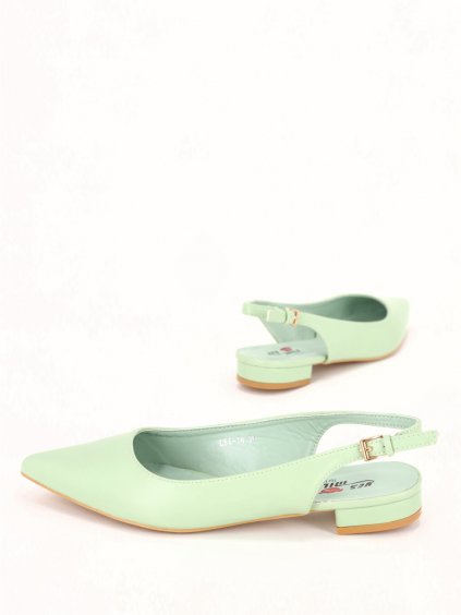 svetlo zelene pistaciove damske baleriny sandale s otvorenou patou LEI 18 green 5