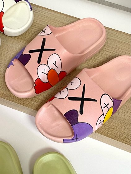 ruzove gumene damske letne slapky s potlacou CK240 pink 3