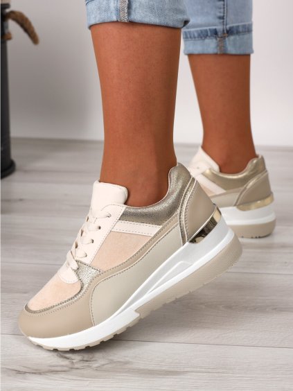 damske bezove tenisky na platforme semisove BL251 beige 5