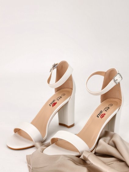 biele damske sandale na vysokom podpatku YES 988 white 6