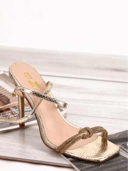 zlate damske sandale na podpatku YES 1965 1 Lt.gold 4