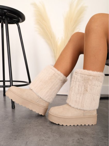 bezove damske zateplene snehule WW201 beige 1