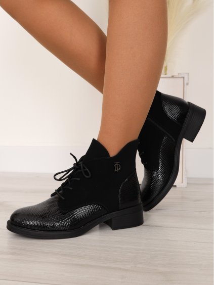 cierne damske kotnikove cizmy na nizkom podpatku HBL 95 black snake 4