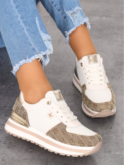 damske bezove tenisky na platforme LDLJ 181 beige 2