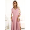 309 13 damske spolocenske dlhe saty pudrovo ruzove s krajkou a rozparkom5