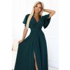 581 8 damske spolocenske dlhe saty tmavozelene s rozparkom a volanikmi5