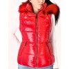 cervena damska leskla kratka vesta s kapucnou a kozusinou DK027 4 RED 4