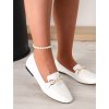 biele damske kozene mokasiny s perlickami LEI 24 white 1