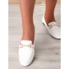 biele damske kozene mokasiny s perlickami LEI 24 white 4