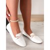 biele damske kozene mokasiny s perlickami LEI 24 white 2