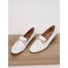biele damske kozene mokasiny s perlickami LEI 24 white 8