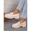 damske bezove poltopanky mokasiny na vysokej podrazke EK08 beige