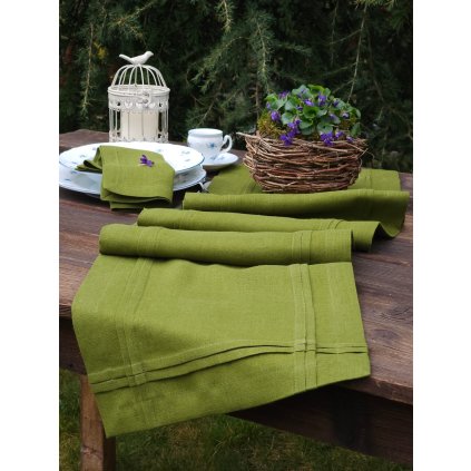 Lněný běhoun Colors of Joy Green