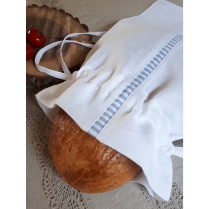 Lněný pytlík na chléb Mediteran Style White