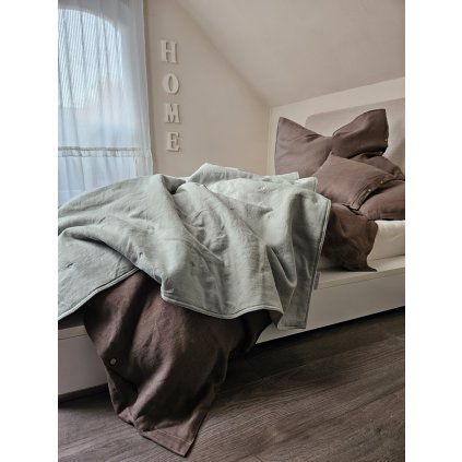 Lněná přikrývka Dusty Green
