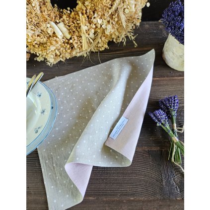 Obojstranné prestieranie Linen dots / Sweet pink