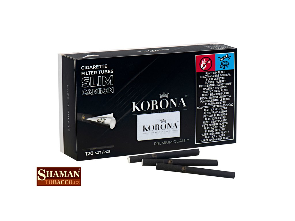 Cigaretové dutinky Slim Korona Carbon Long Filter 18mm 120ks - Ø6,8mm
