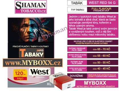 popis tabak WEST red 54g 01211