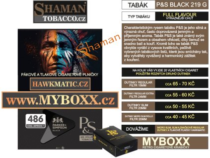 Cigaretový tabák PS Black 219g s tabulkou