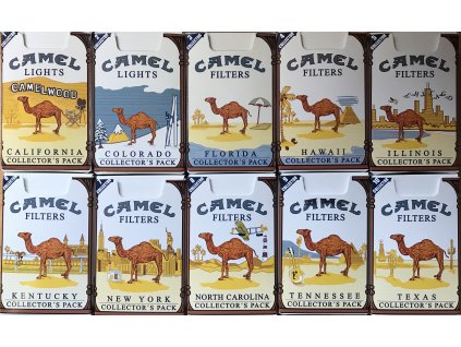 10x RETRO obal na krabičku cigaret MYBOXX CAMEL CALIFORNIA (kompletní sběratelská kolekce)