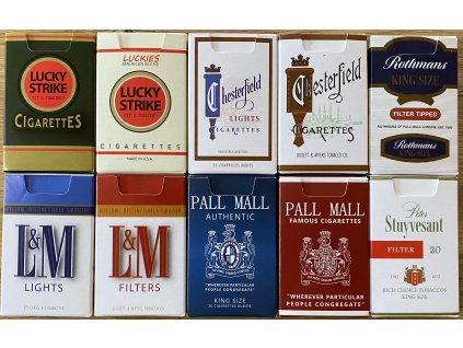 10x RETRO obal na krabičku cigaret MYBOXX LUCKY STRIKE-PETER STUYVESANT(serie IV)
