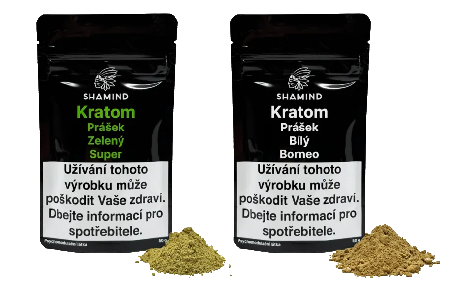 Zelený a bílý kratom Shamind