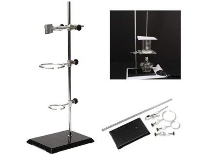 aLaboratorni stojan s 40 cm chemickym skolnim vybavenim a prislusenstvim
