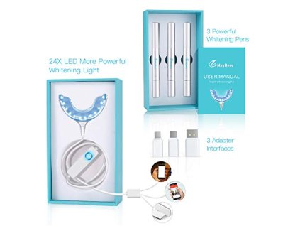 maybeau teeth whitening kit with 24x led light inc 1 500x500