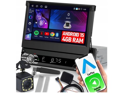 AUTORADIO 1 DIN 7 CARPLAY ANDROID WIFI RDS VYSUVNA OBRAZOVKA 4GB RAM (1)