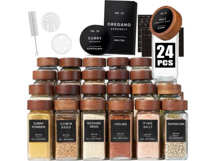 Sada 24 korenek 120 ml sklenice na koreni s drevenym vickem stitky