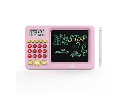 Intelligentes Lernwerkzeug für Kinder, Rechner, Display + Stift, rosa