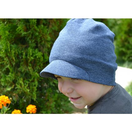 STŘIH ZDARMA - stylová čepice s pevným kšiltem vel.: 50 - 60 cm