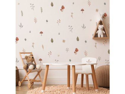 Květinové nálepky na zeď. S pastelovými květy