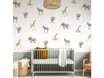 Nálepky na stenu Safari zvieratá. Divoké zvieratá