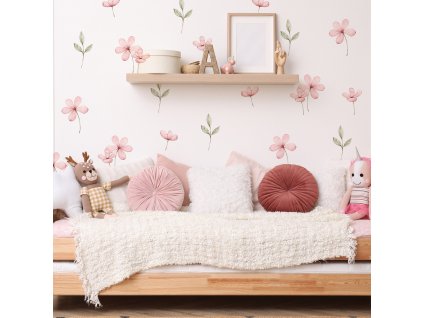 Kvetinové nálepky na stenu. Pastelové kvety