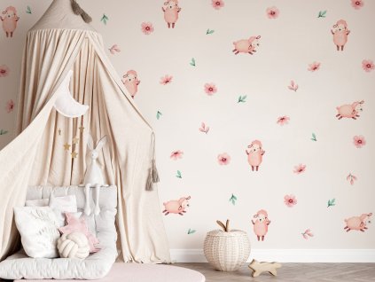 Samolepky na stenu ovce. Roztomilé ovce