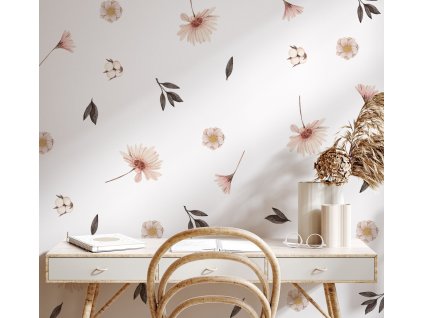 Kvetinové nálepky na stenu. Pastelové kvety (2)