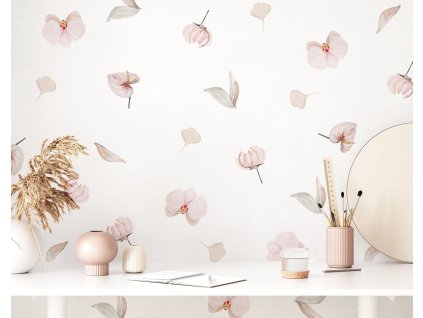 Květinové nálepky na stěny, nálepky na květinové stěny, nálepka na stěny, nálepka na zeď z Anthurium, akvarel květinové nálepky na zdi, nálepka na jarní stěnu