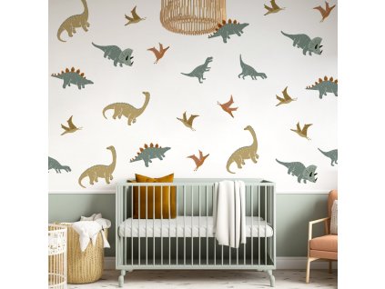 Dinosaurs nálepky na zdi. Zelené dinosauři