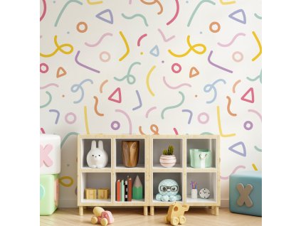 Nálepka na stenu Color Strips. Geometrické tvary