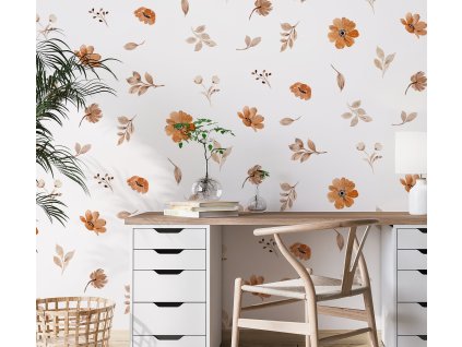 Kvetinové nálepky na stenu. Pastelové kvety (5)