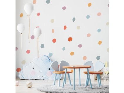 Samolepky na stenu bodky. Zmes farebných bodiek