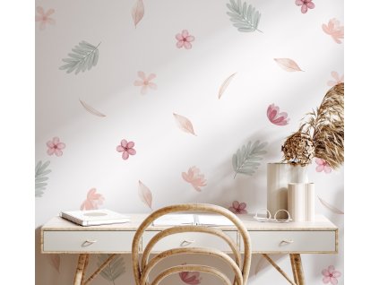 Květinové nálepky na zeď, nálepka na zeď, dekorace na zeď, nálepka na stěny ve stylu Boho, nálepky na nálepky na nálepky, botanické nálepky na zeď
