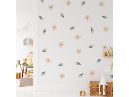 Květinové nálepky na zeď. Pastel Flowers (8)