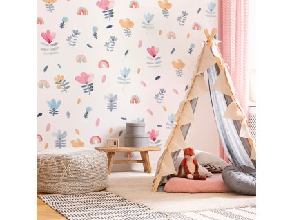 Kvetinové nálepky na stenu. Pastelové kvety (9)