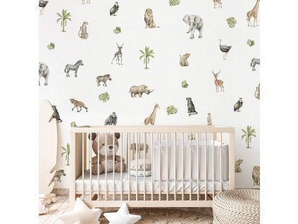 Nálepky na stenu Safari zvieratá. Divoké zvieratá (4)
