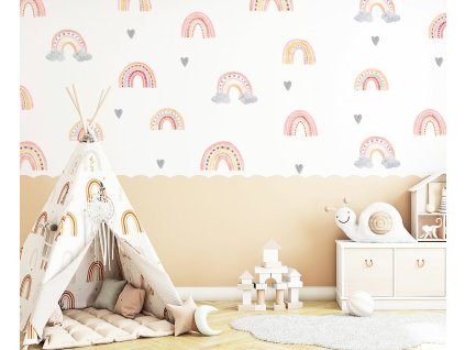Dúhová nálepka na stenu. Pastelové dúhy