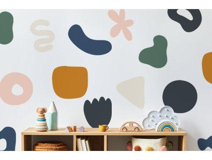 Obrovská sada nálepky na zeď. Pastelové tvary barevné abstrakt
